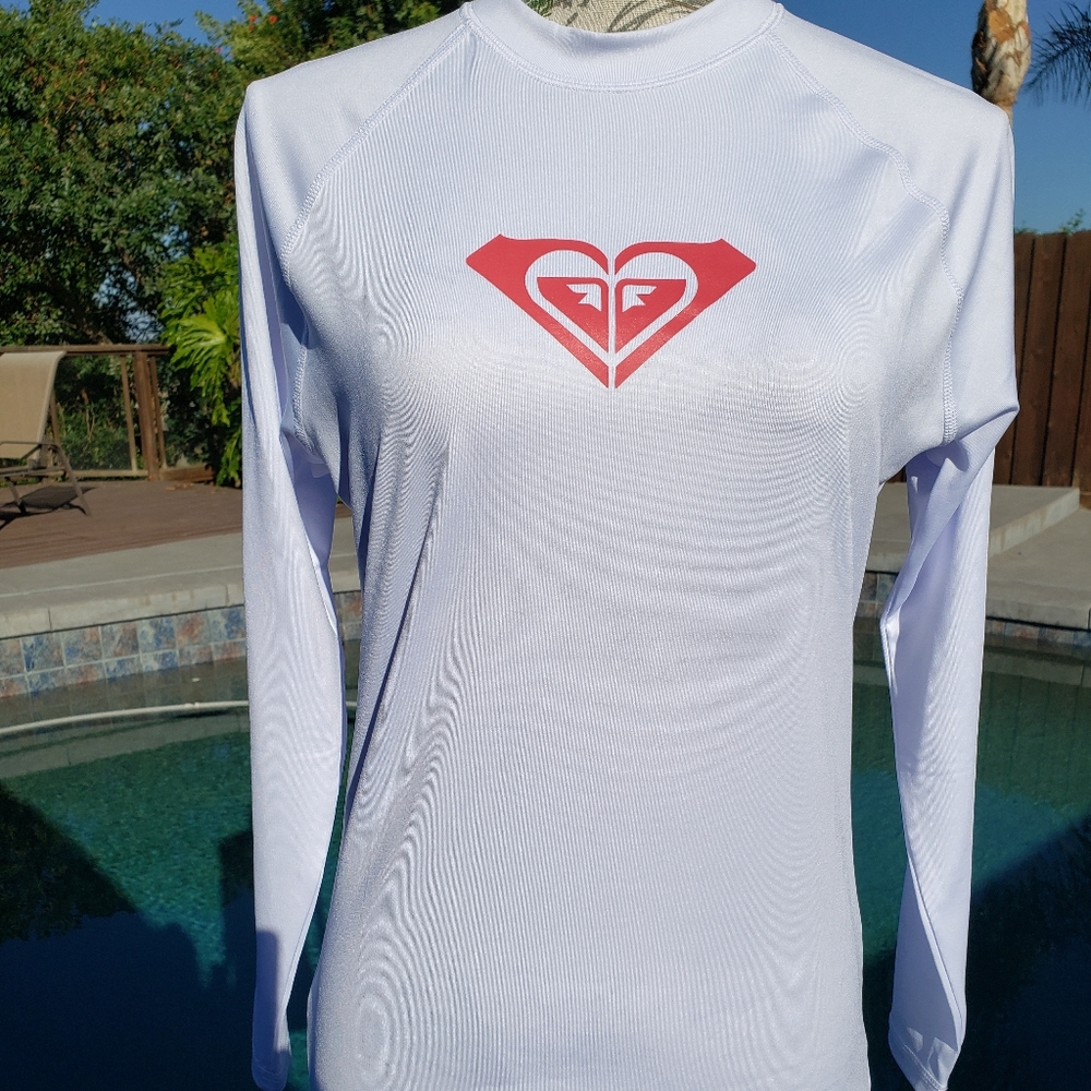 Roxy Whole Hearted LS Rash Guard - White / Peach